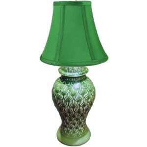 Green Art Deco Pattern Lamp with shade